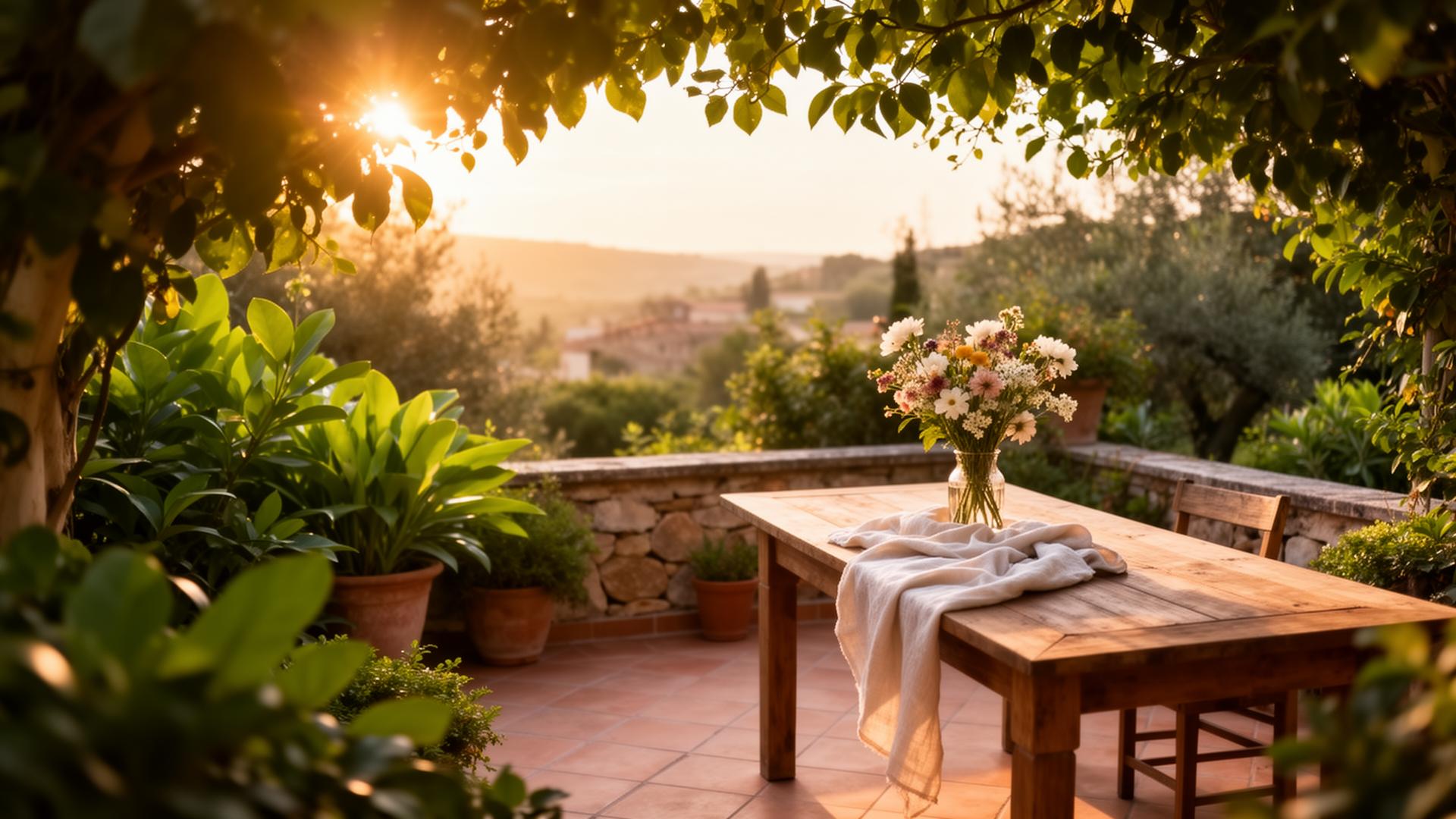 Giardino privato all'ora dorata